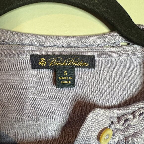 Brooks Brothers lavender periwinkle silk blend cardigan sweater - Picture 3 of 5
